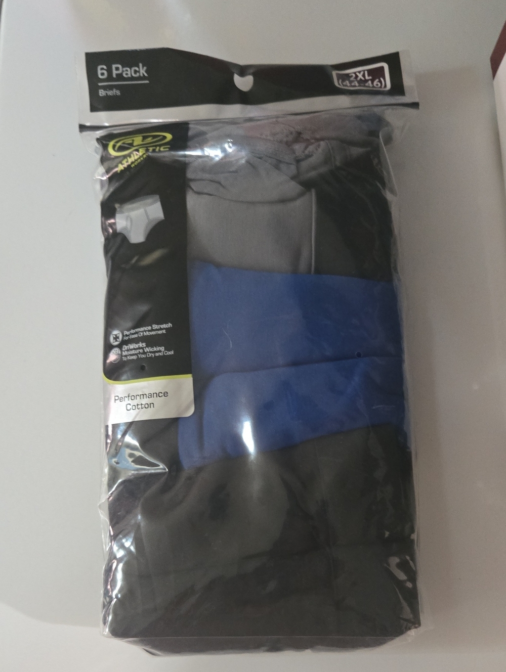 6-Pack Men's Performance Cotton Briefs - Black, Gray & Blue 2XL